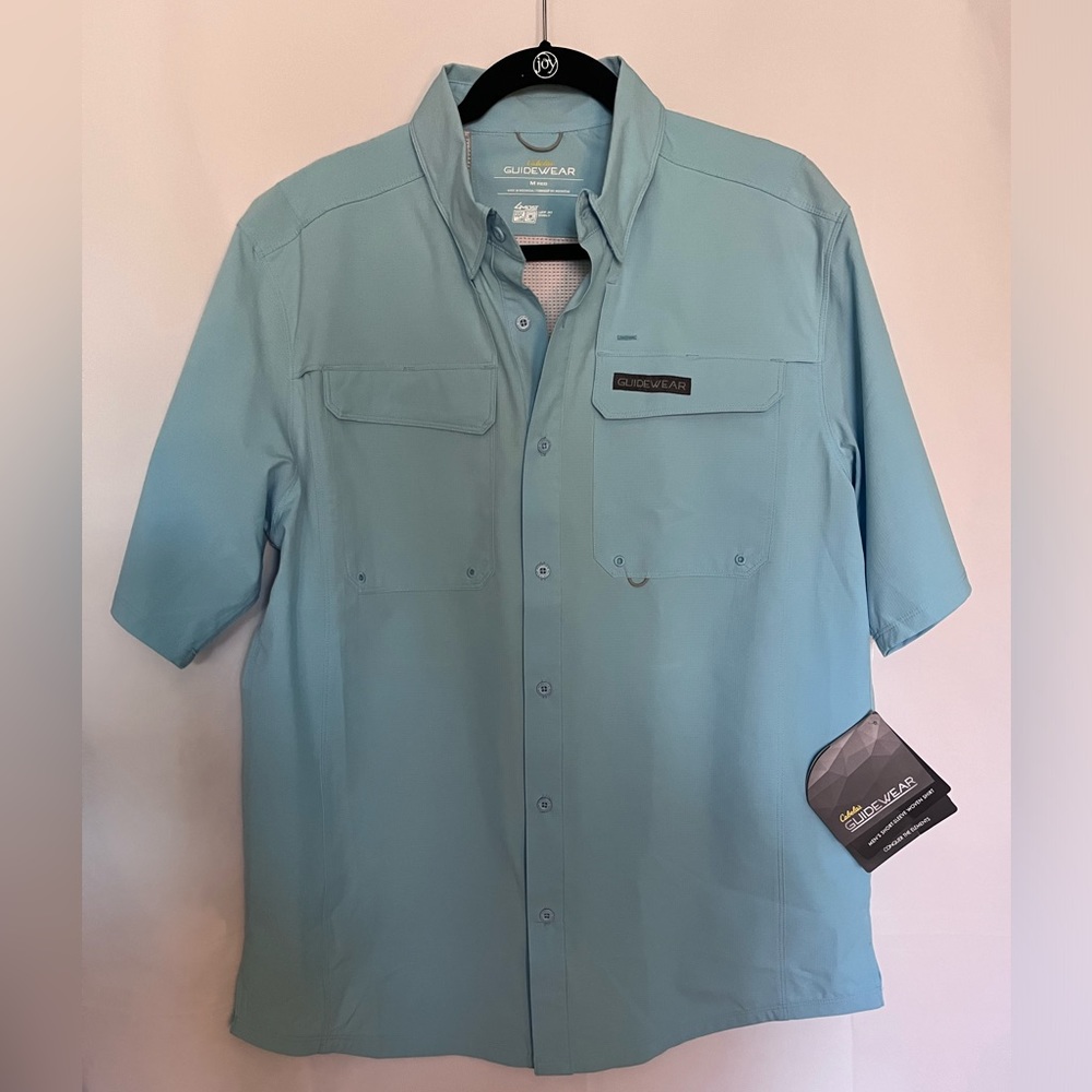 Cabela's Guidewear Short Sleeve Button Down Nylon Fishing Shirt Mens M. NWT